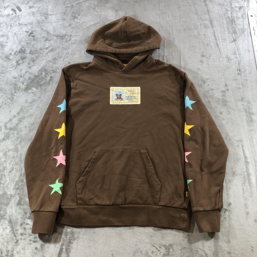 Golf Wang Hoodie Mens Medium Brown License Of Travel Stars Graphic Sweatshirt